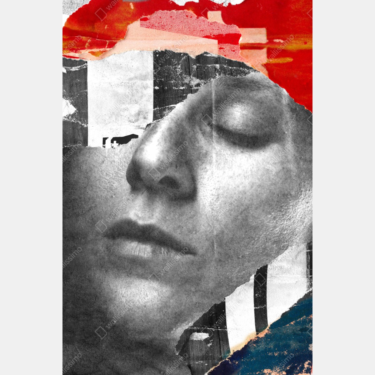 Schrankaufkleber zerrissene porträt-collage – Wallnifity®