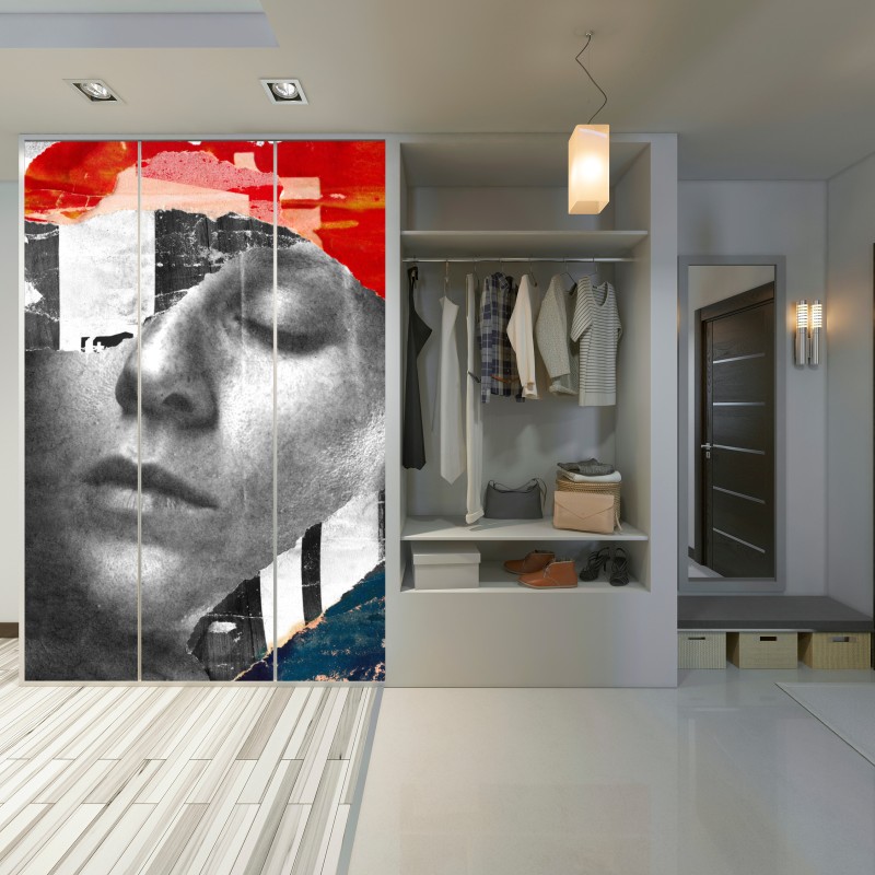 Schrankaufkleber zerrissene porträt-collage – Wallnifity®