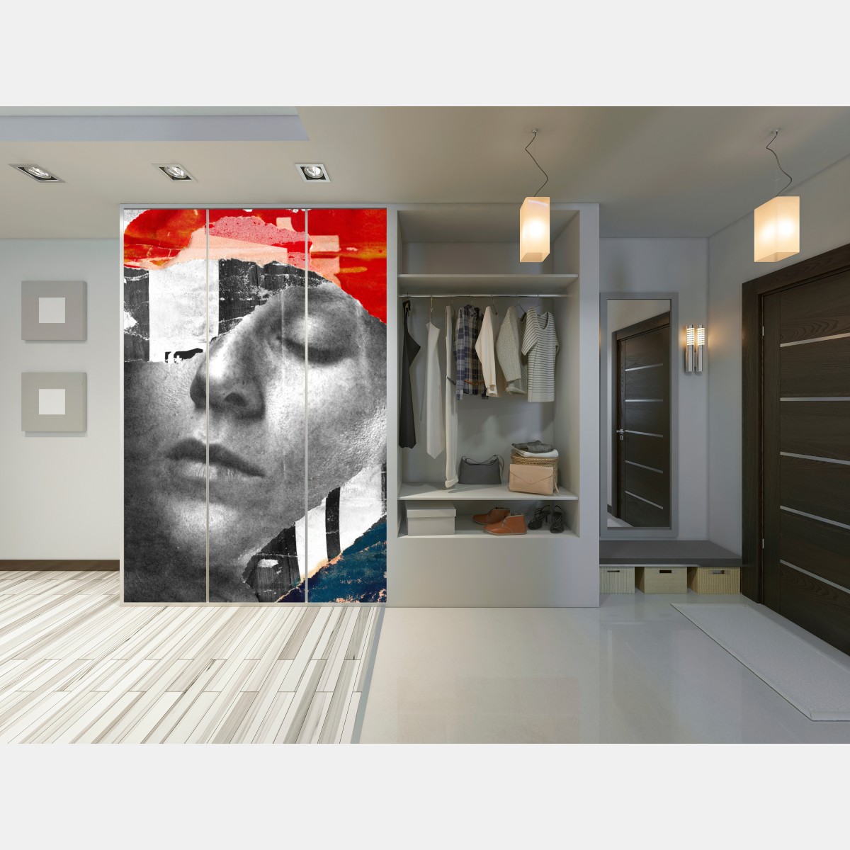 Schrankaufkleber zerrissene porträt-collage – Wallnifity®