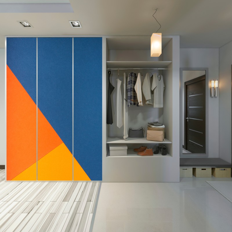 Schrankaufkleber mutige geometrische komposition in blau und orange – Wallnifity® Schrankaufkleber mutige geometrische komposition in blau und orange – Wallnifity®