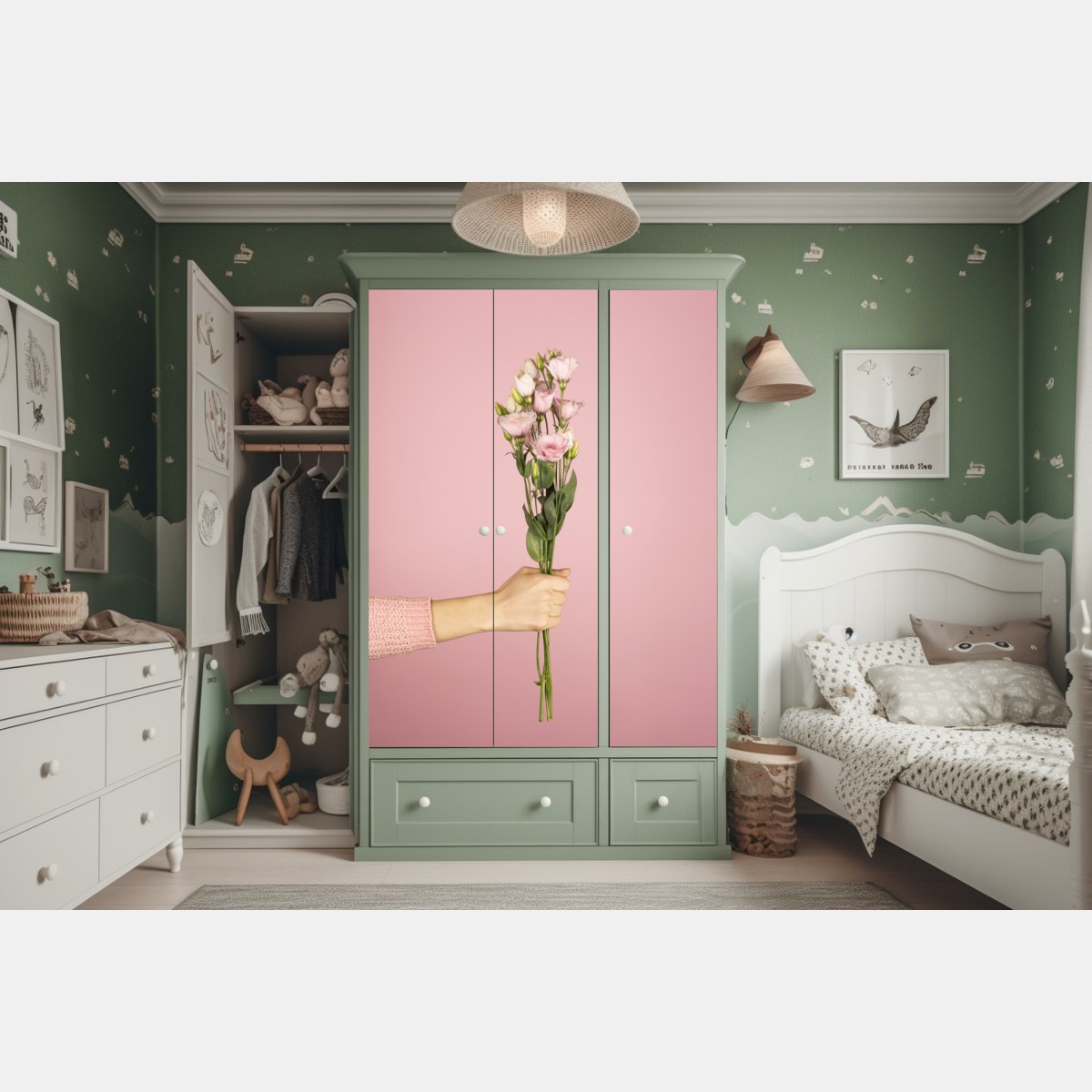 Schrankaufkleber zarter rosa eustoma-strauß – Wallnifity® Schrankaufkleber zarter rosa eustoma-strauß – Wallnifity®