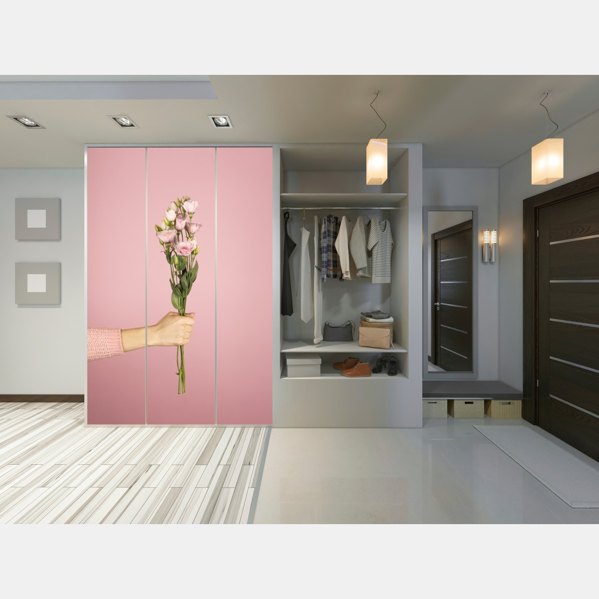 Schrankaufkleber zarter rosa eustoma-strauß – Wallnifity® Schrankaufkleber zarter rosa eustoma-strauß – Wallnifity®