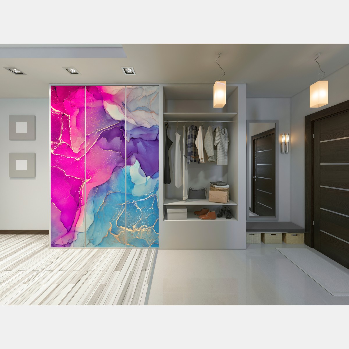 Schrankaufkleber leuchtende marmorierte komposition aus alkohol-tinte – Wallnifity® Schrankaufkleber leuchtende marmorierte komposition aus alkohol-tinte – Wallnifity®