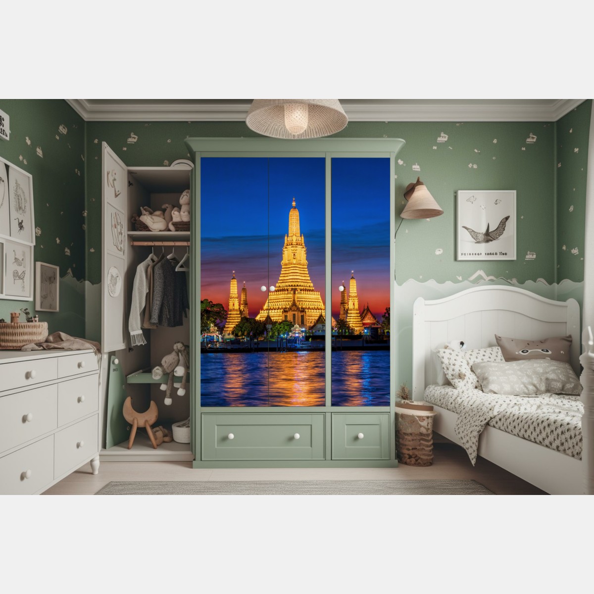 Schrankaufkleber goldenes Wat Arun in der dämmerung – Wallnifity®