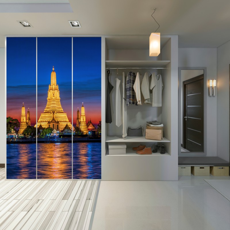Schrankaufkleber goldenes Wat Arun in der dämmerung – Wallnifity®