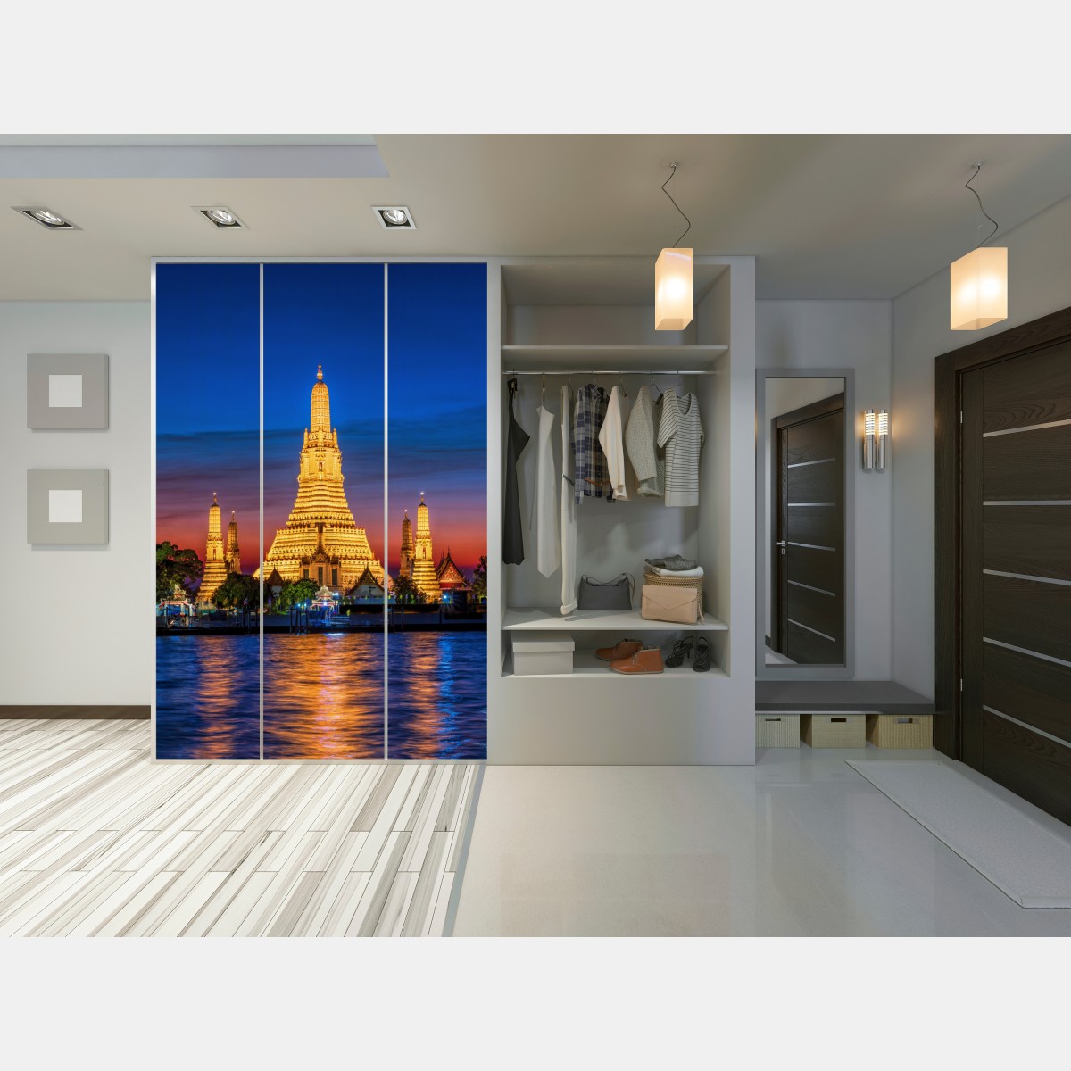 Schrankaufkleber goldenes Wat Arun in der dämmerung – Wallnifity®