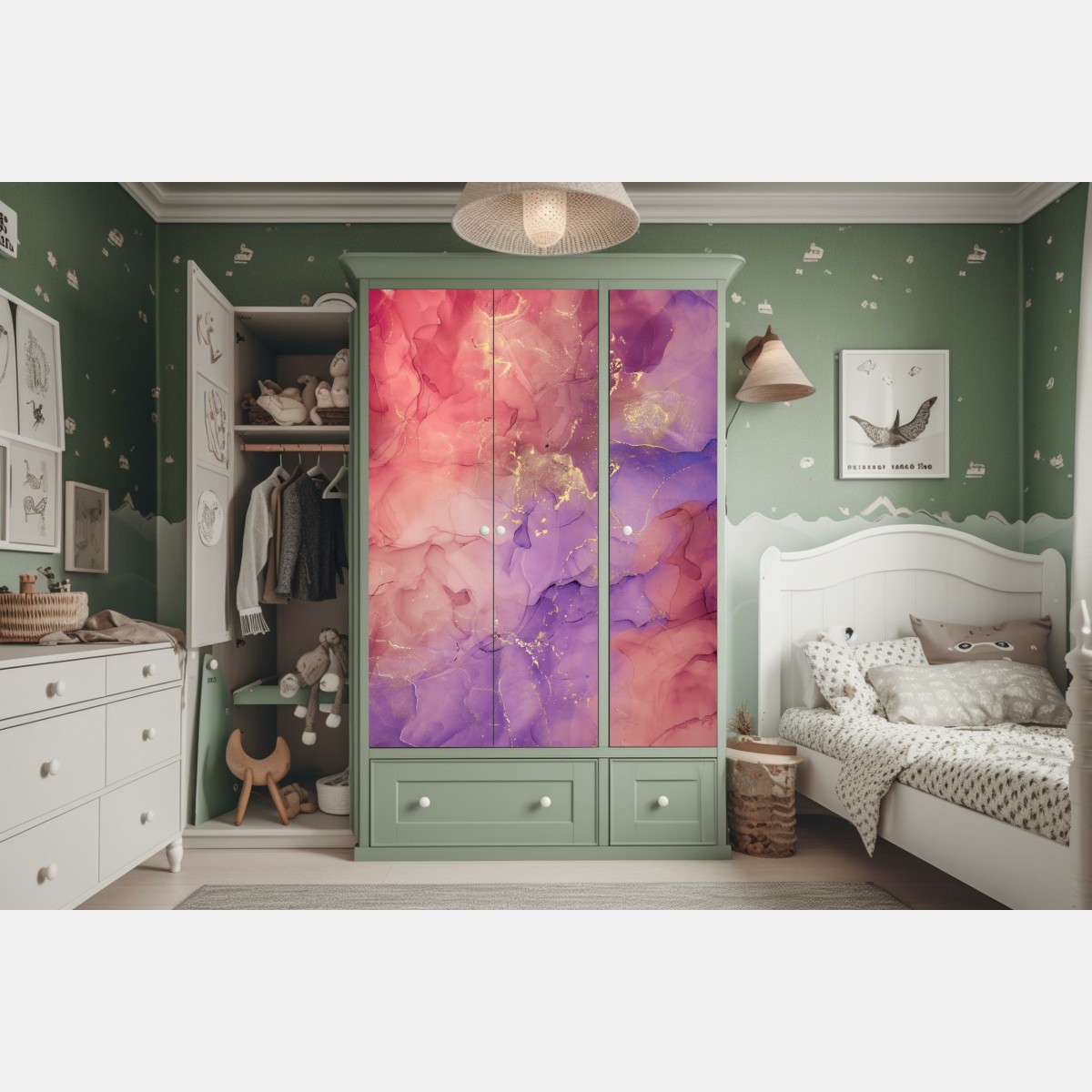 Schrankaufkleber ätherische rosa und lila marmoroptik – Wallnifity® Schrankaufkleber ätherische rosa und lila marmoroptik – Wallnifity®