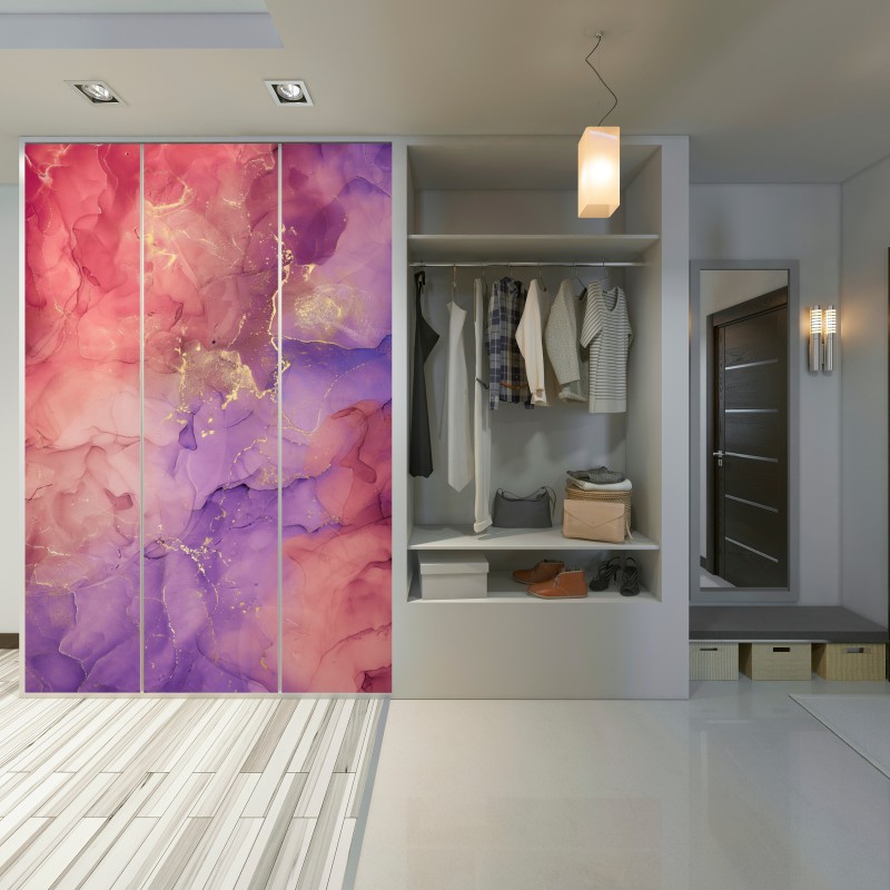 Schrankaufkleber ätherische rosa und lila marmoroptik – Wallnifity® Schrankaufkleber ätherische rosa und lila marmoroptik – Wallnifity®