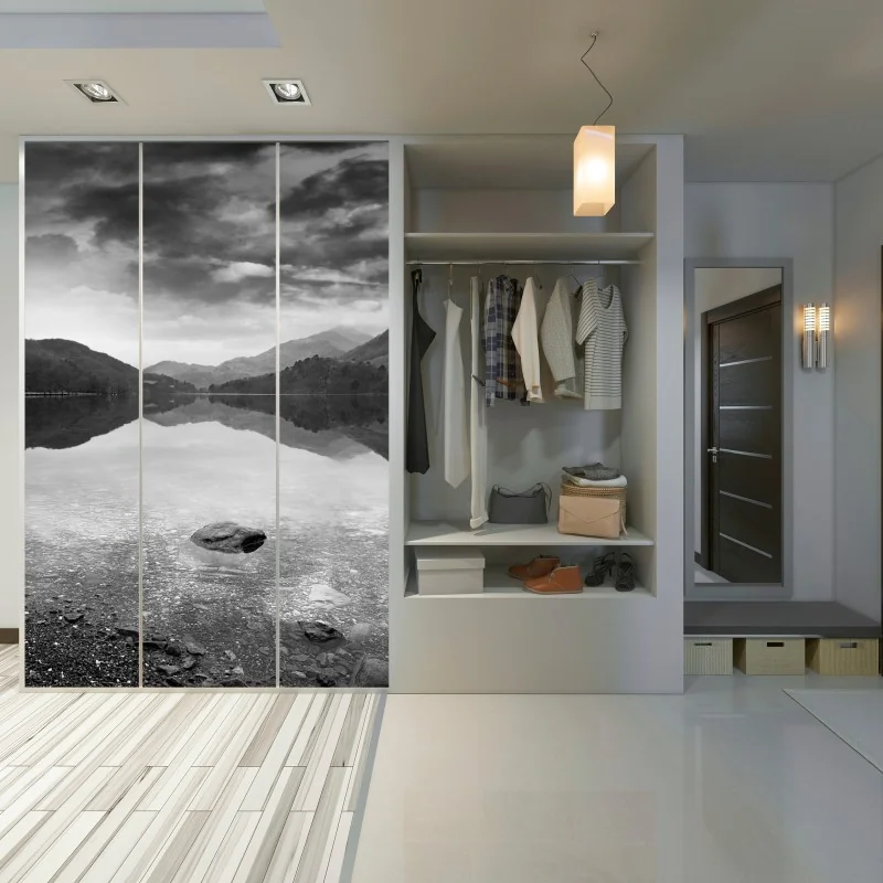 Schrankaufkleber ruhiger bergsee mit spiegelung – Wallnifity® Schrankaufkleber ruhiger bergsee mit spiegelung – Wallnifity®