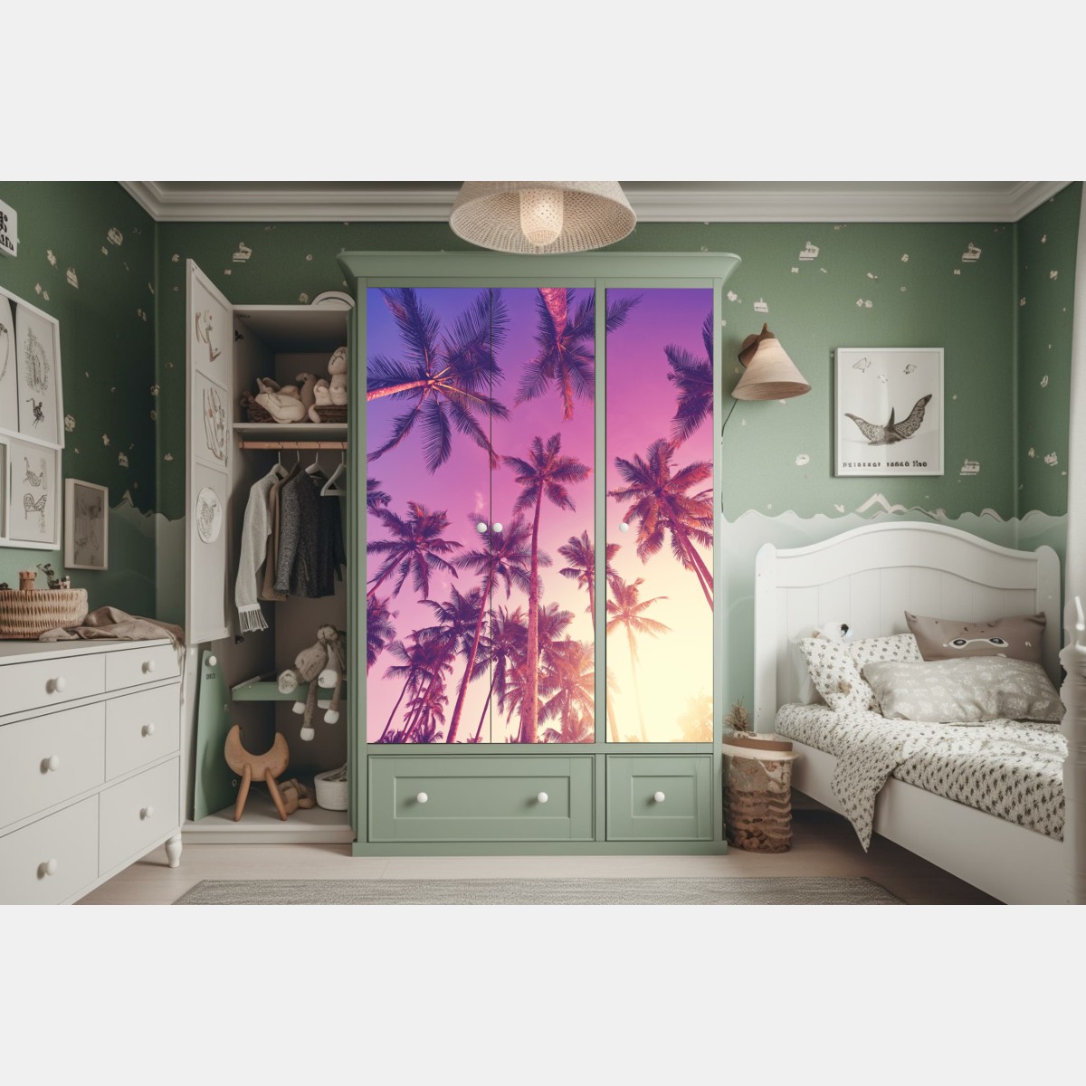 Schrankaufkleber tropische palmen beim sonnenuntergang – Wallnifity® Schrankaufkleber tropische palmen beim sonnenuntergang – Wallnifity®