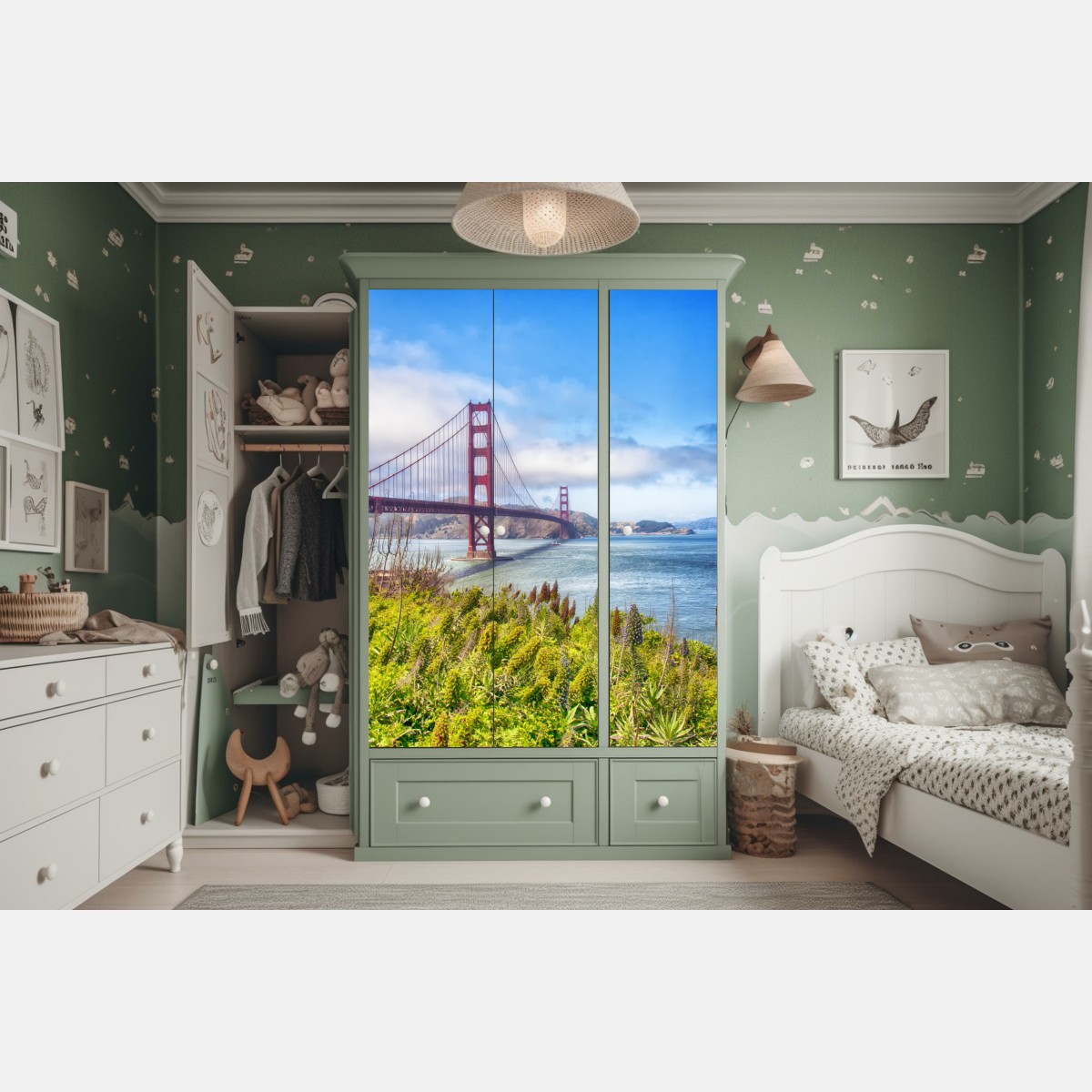 Schrankaufkleber Golden Gate über der Bucht von San Francisco – Wallnifity® Schrankaufkleber Golden Gate über der Bucht von San Francisco – Wallnifity®