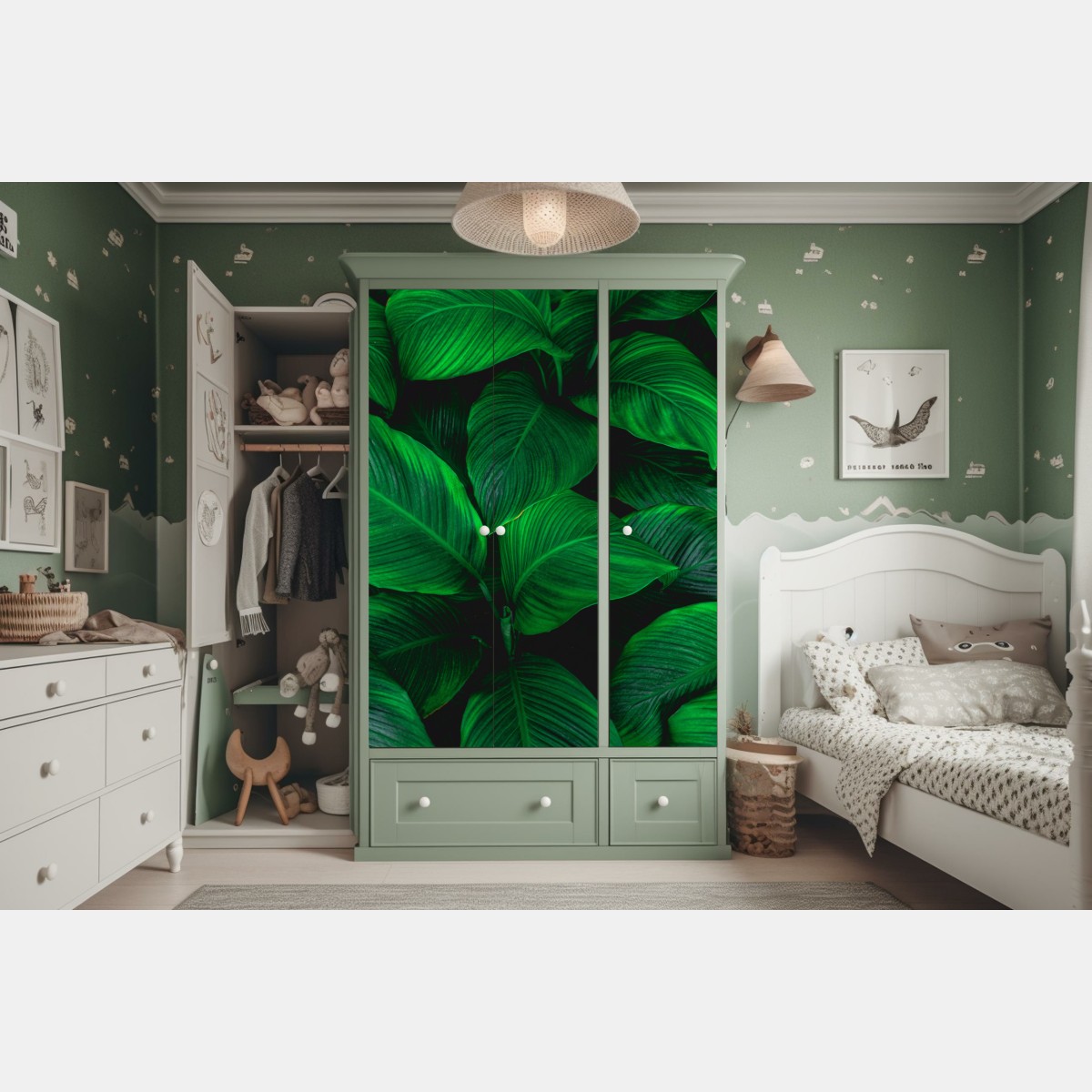 Schrankaufkleber üppige tropische blätter – Wallnifity®