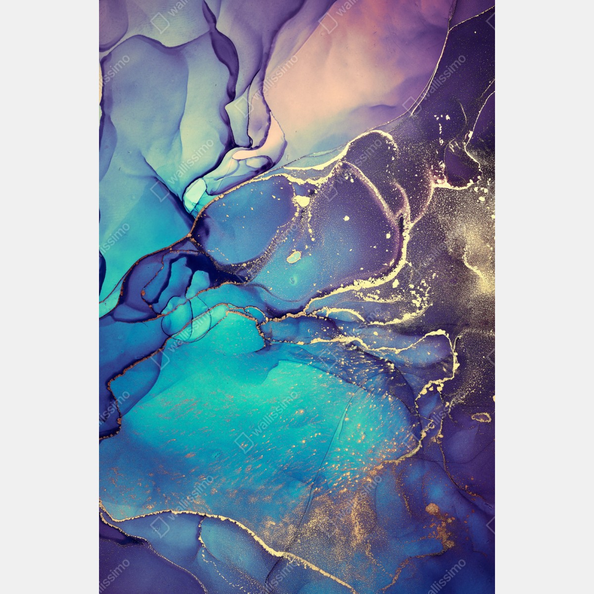 Schrankaufkleber türkis und gold fließende marmorabstraktion – Wallnifity®