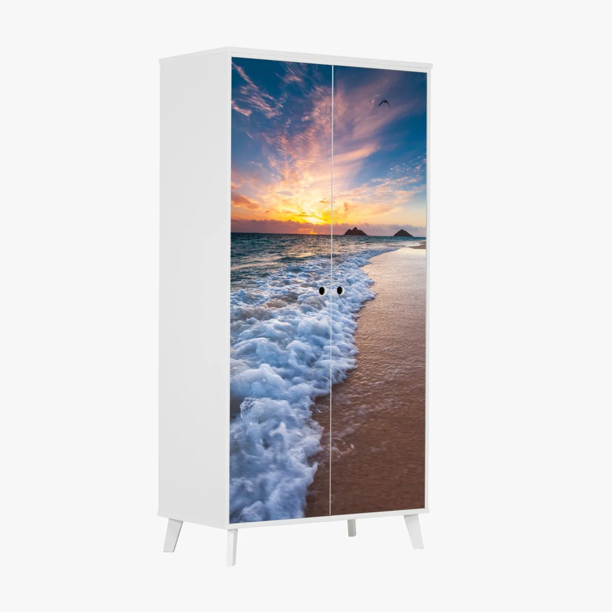 Schrankaufkleber ruhiger sonnenaufgang am meeresufer – Wallnifity®