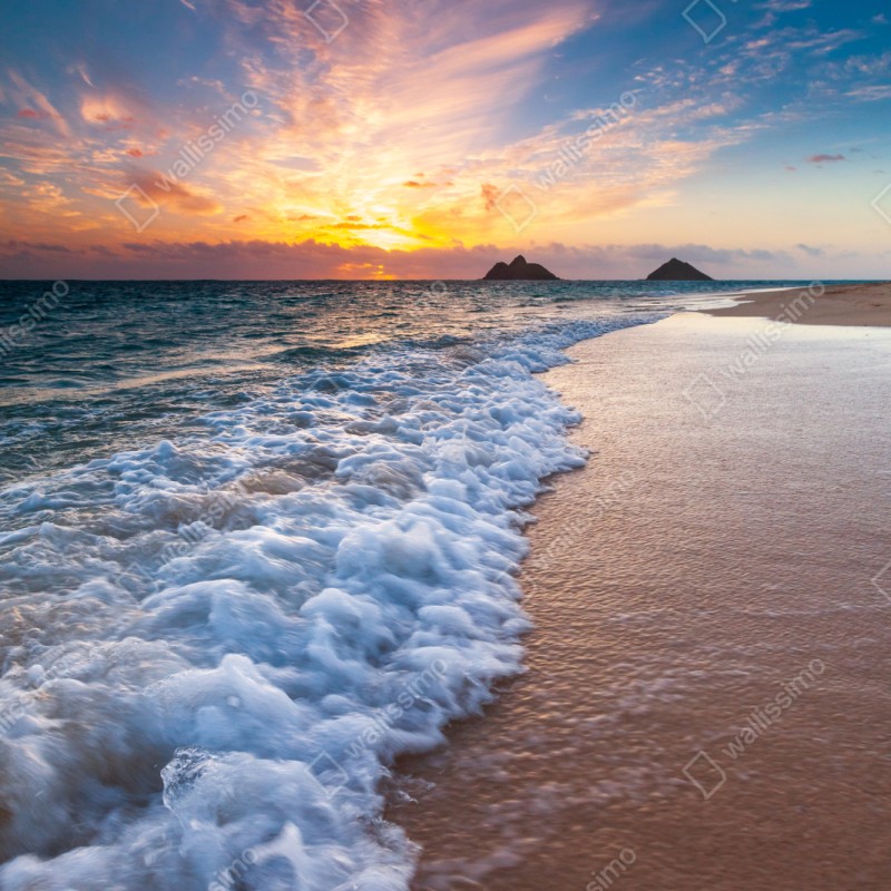 Schrankaufkleber ruhiger sonnenaufgang am meeresufer – Wallnifity®