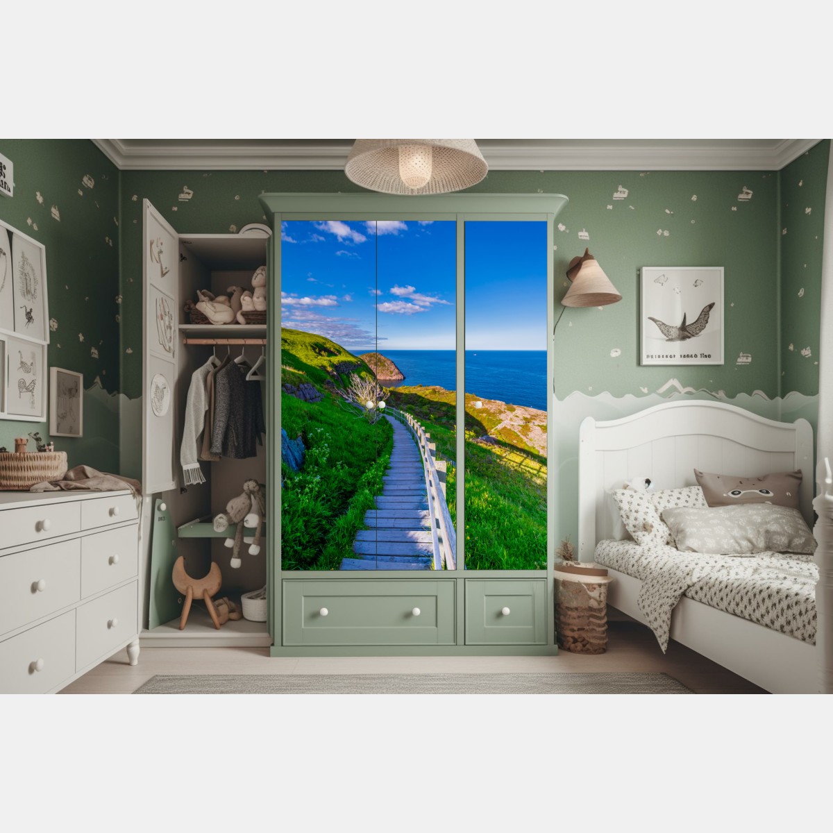 Schrankaufkleber küstenpfad mit blick auf das meer – Wallnifity® Schrankaufkleber küstenpfad mit blick auf das meer – Wallnifity®