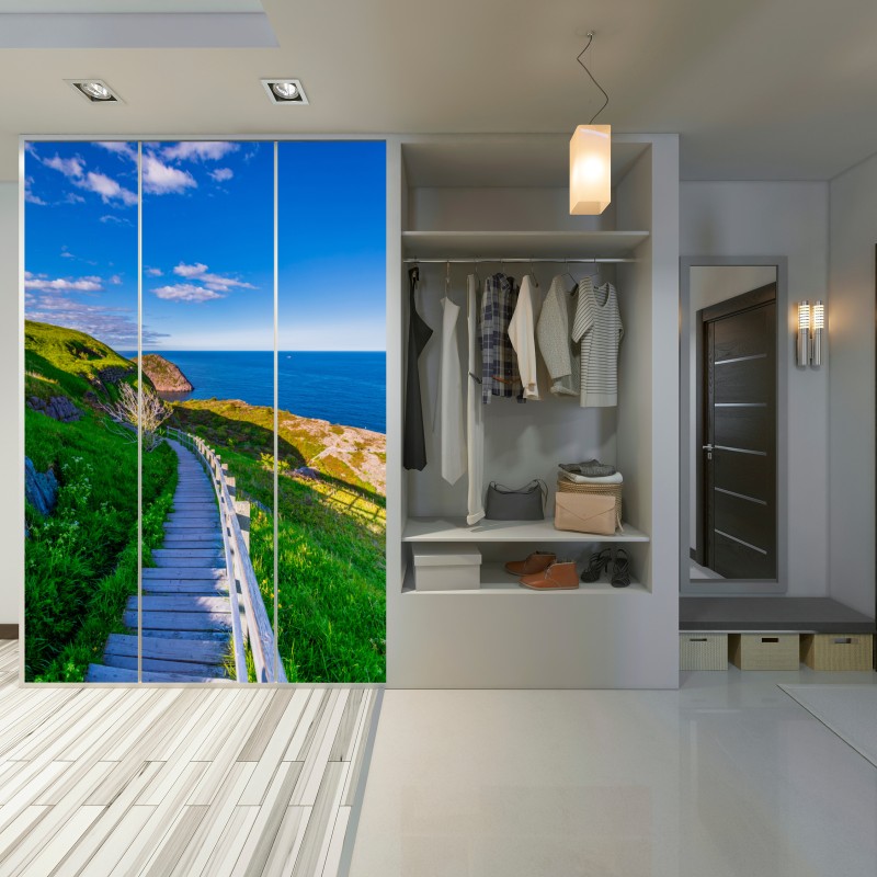 Schrankaufkleber küstenpfad mit blick auf das meer – Wallnifity® Schrankaufkleber küstenpfad mit blick auf das meer – Wallnifity®