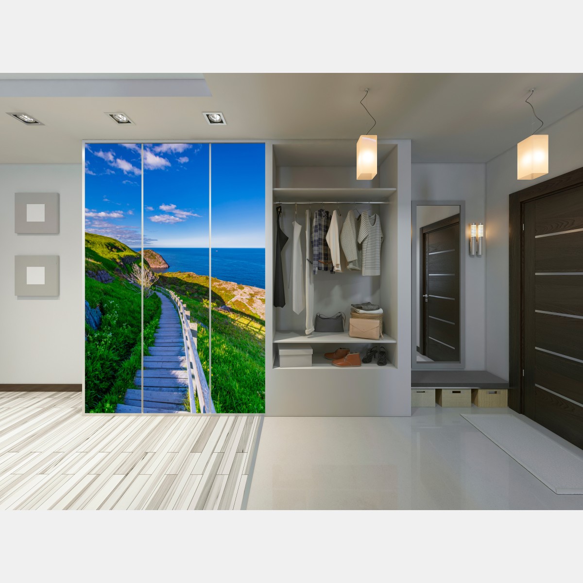 Schrankaufkleber küstenpfad mit blick auf das meer – Wallnifity® Schrankaufkleber küstenpfad mit blick auf das meer – Wallnifity®