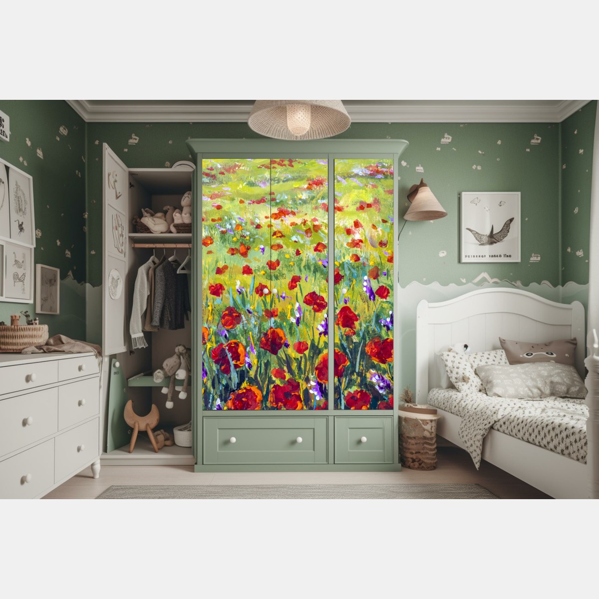 Schrankaufkleber impressionistische mohnwiese – Wallnifity® Schrankaufkleber impressionistische mohnwiese – Wallnifity®