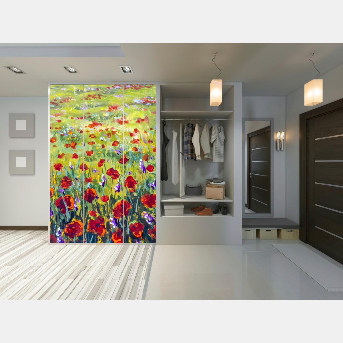 Schrankaufkleber impressionistische mohnwiese – Wallnifity® Schrankaufkleber impressionistische mohnwiese – Wallnifity®