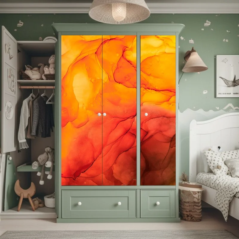 Schrankaufkleber goldene blattlinien – Wallnifity®