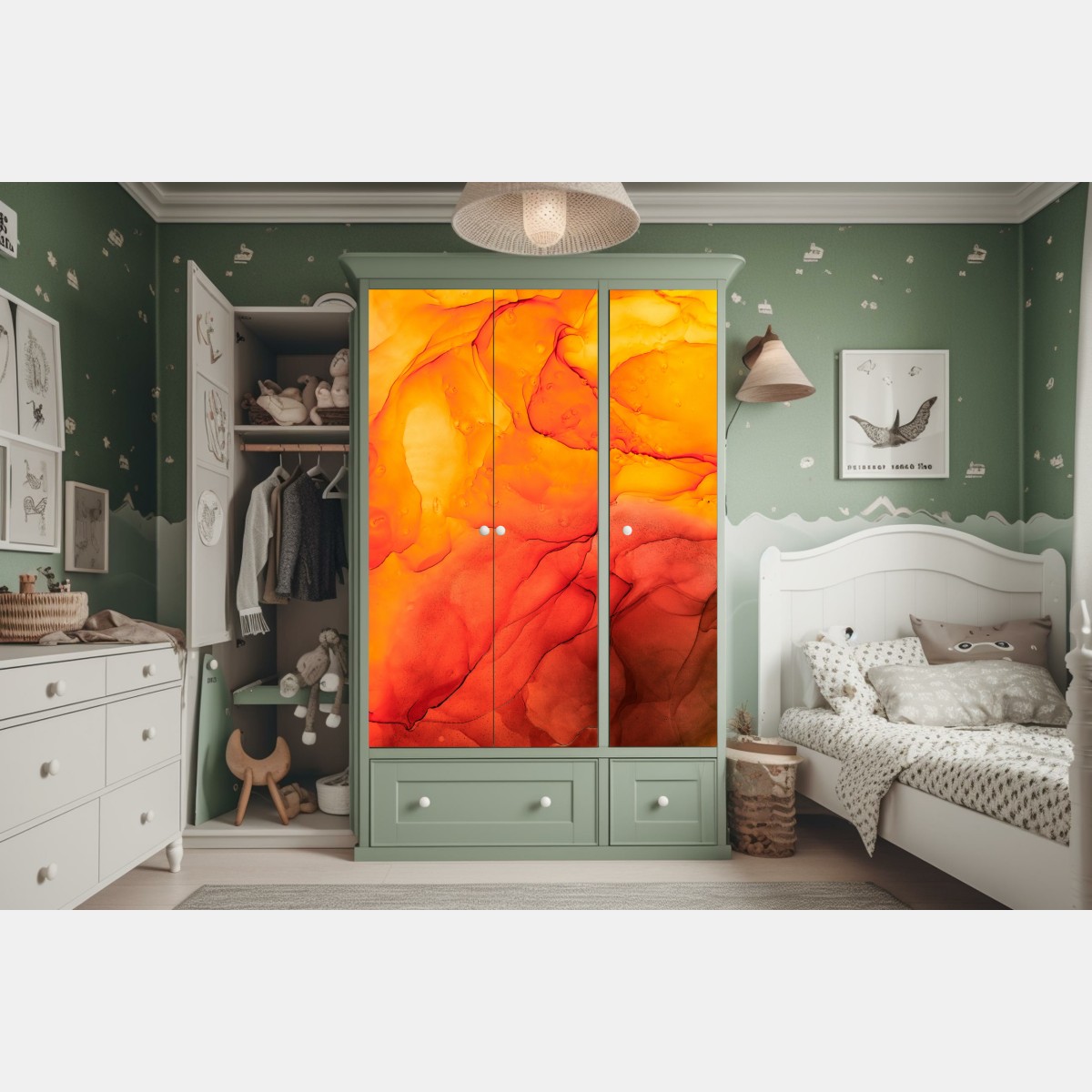 Schrankaufkleber lebendige orange abstrakte alkoholkunst – Wallnifity® Schrankaufkleber lebendige orange abstrakte alkoholkunst – Wallnifity®