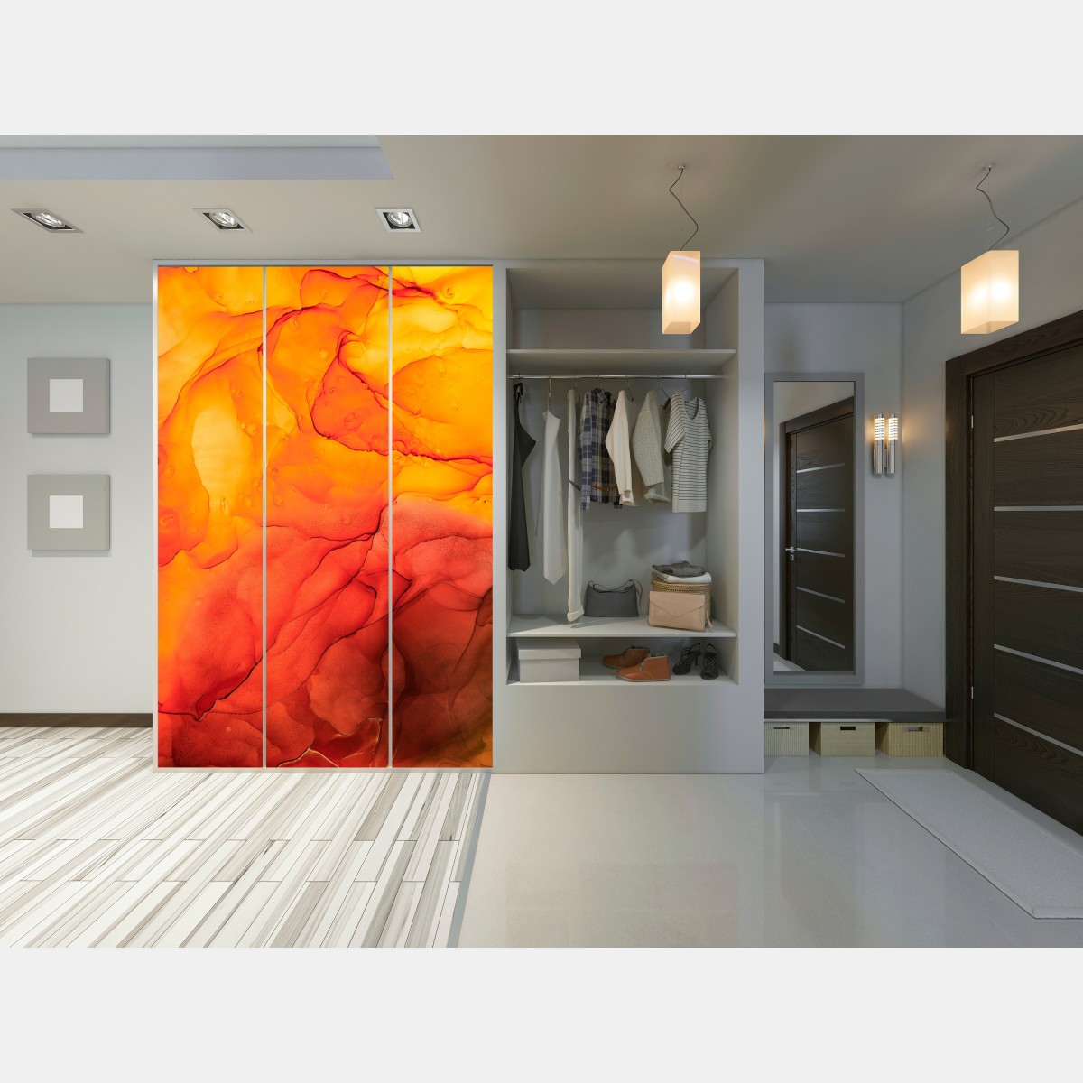 Schrankaufkleber lebendige orange abstrakte alkoholkunst – Wallnifity® Schrankaufkleber lebendige orange abstrakte alkoholkunst – Wallnifity®