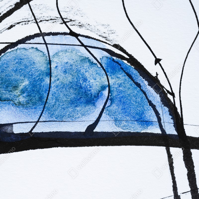 Schrankaufkleber blaue abstrakte tusche- und aquarellkomposition – Wallnifity®