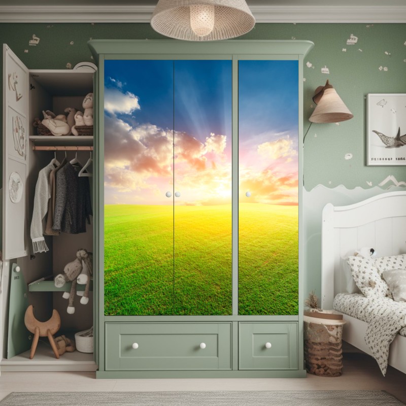 Schrankaufkleber tropische kolibris und plumeria in aquarell – Wallnifity®