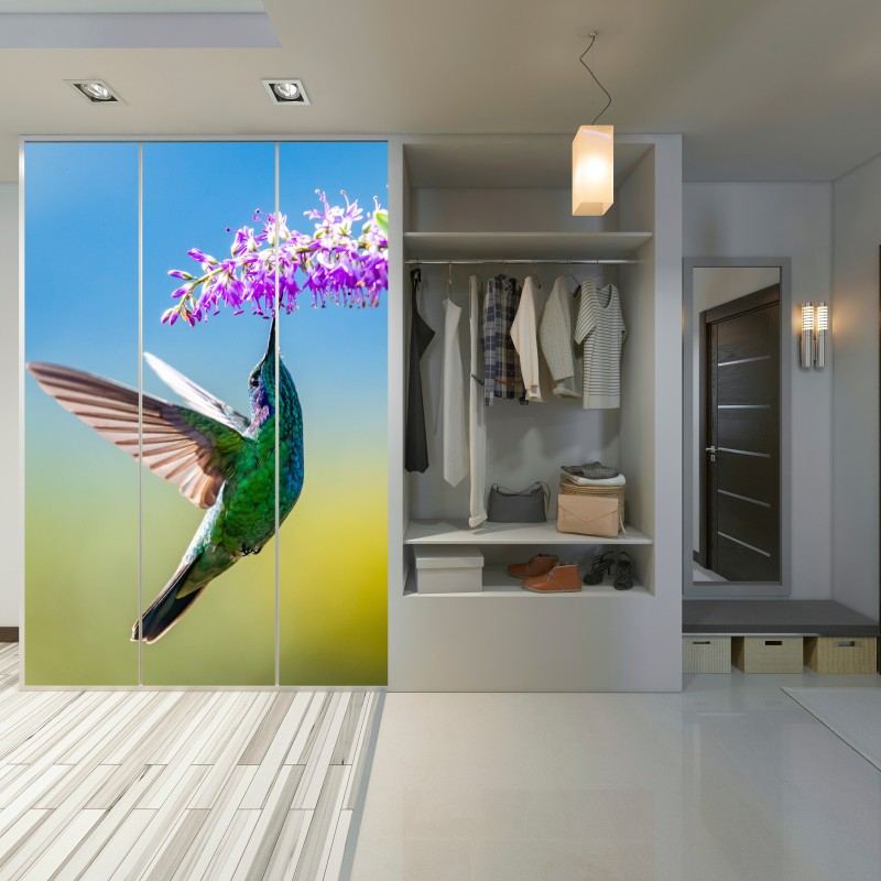 Schrankaufkleber kolibri an violetter blüte – Wallnifity® Schrankaufkleber kolibri an violetter blüte – Wallnifity®