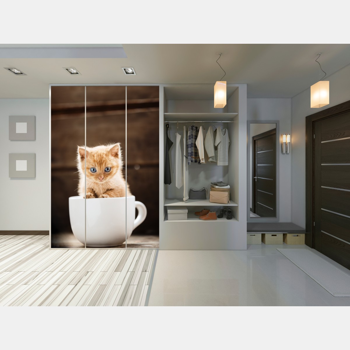 Schrankaufkleber rötliches kätzchen in einer teetasse – Wallnifity® Schrankaufkleber rötliches kätzchen in einer teetasse – Wallnifity®