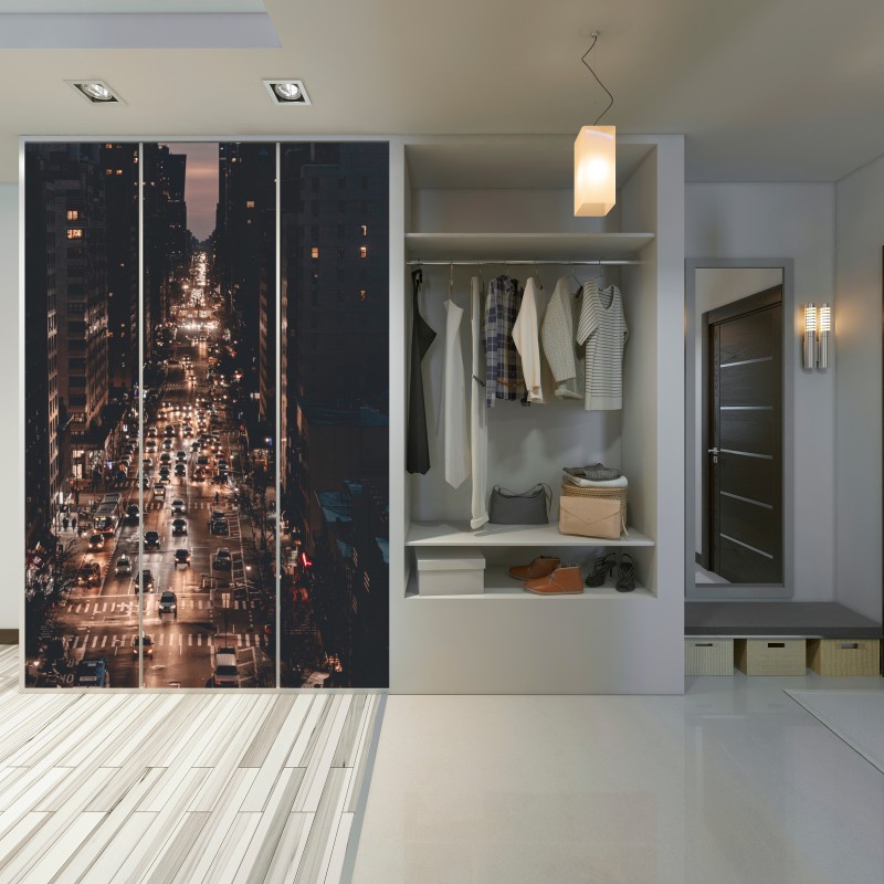 Schrankaufkleber Manhattan nächtliche avenue – Wallnifity®
