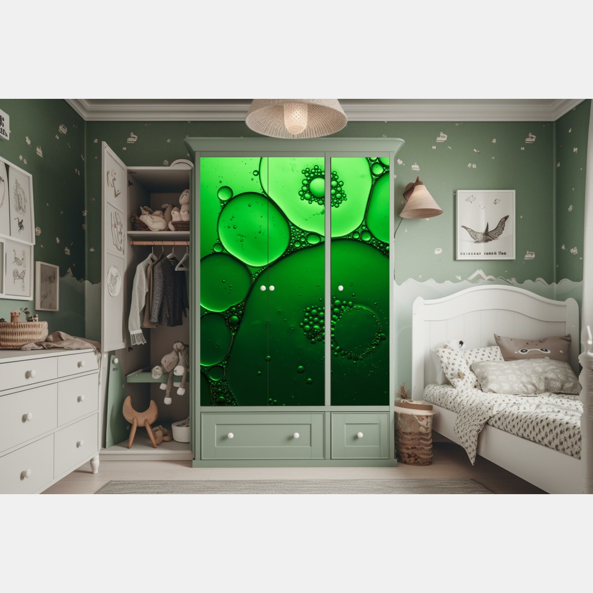 Schrankaufkleber grüne blasen abstrakte komposition – Wallnifity® Schrankaufkleber grüne blasen abstrakte komposition – Wallnifity®