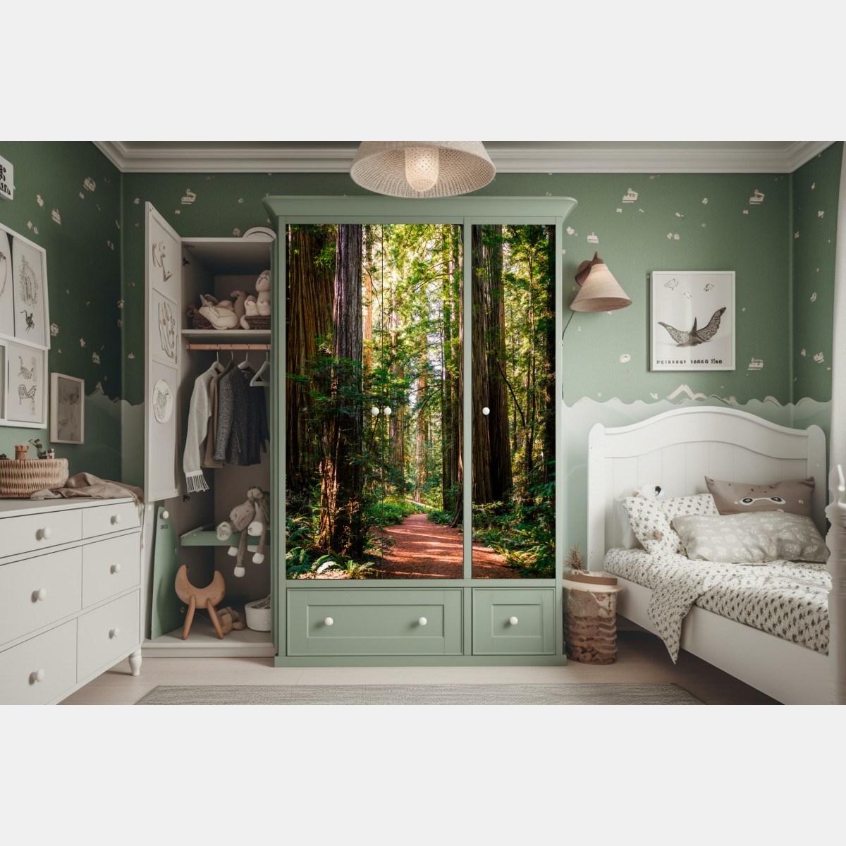 Schrankaufkleber majestätischer weg im sekwoienwald – Wallnifity®