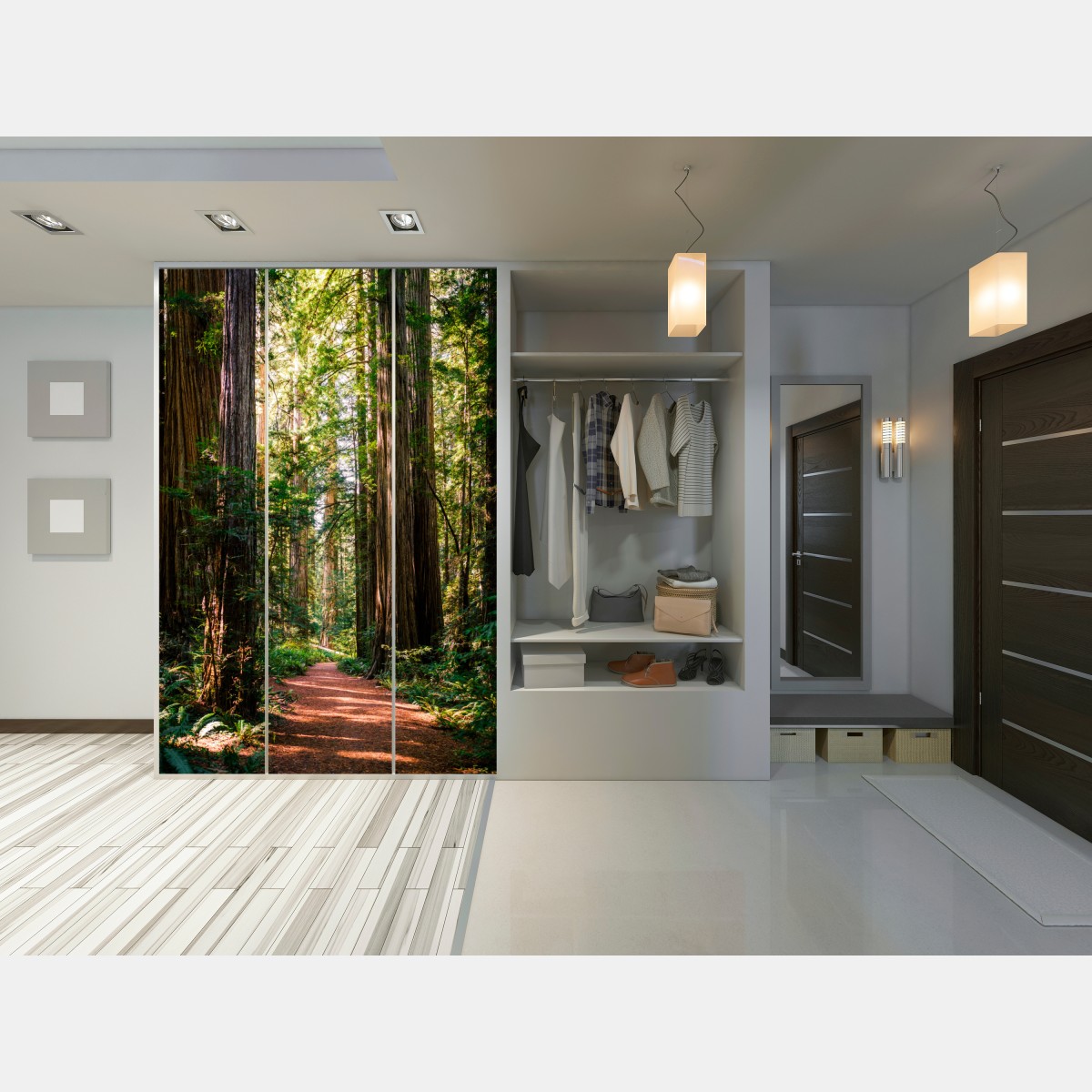 Schrankaufkleber majestätischer weg im sekwoienwald – Wallnifity®