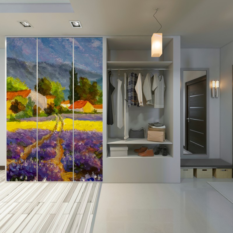 Schrankaufkleber lavendelfelder bei sonnenuntergang – Wallnifity® Schrankaufkleber lavendelfelder bei sonnenuntergang – Wallnifity®