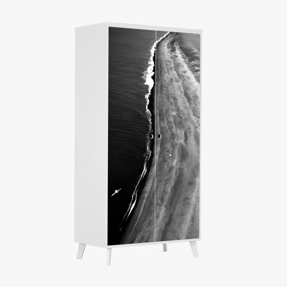 Schrankaufkleber monochrome küstenaufnahme aus der luft – Wallnifity® Schrankaufkleber monochrome küstenaufnahme aus der luft – Wallnifity®