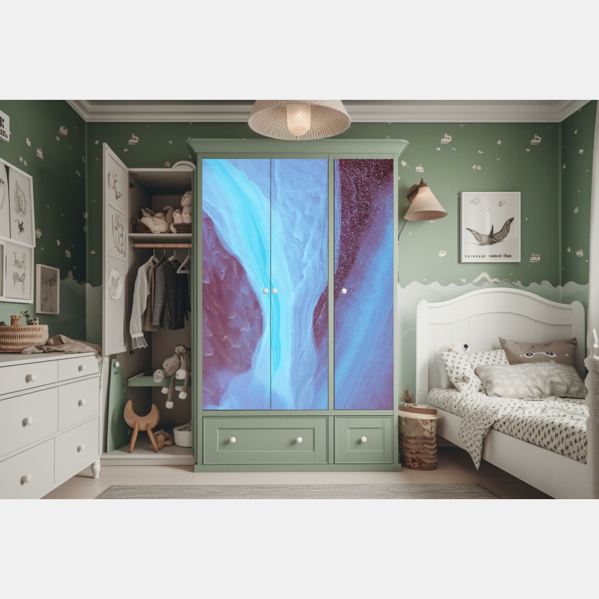 Schrankaufkleber ätherisches türkis-rosa marmormuster – Wallnifity® Schrankaufkleber ätherisches türkis-rosa marmormuster – Wallnifity®