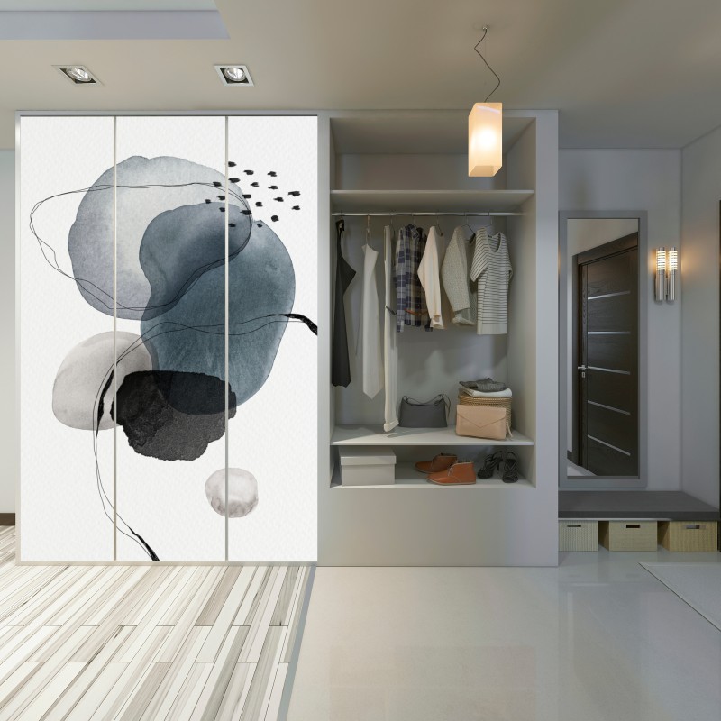 Schrankaufkleber ruhige blaue aquarellkugeln – Wallnifity® Schrankaufkleber ruhige blaue aquarellkugeln – Wallnifity®