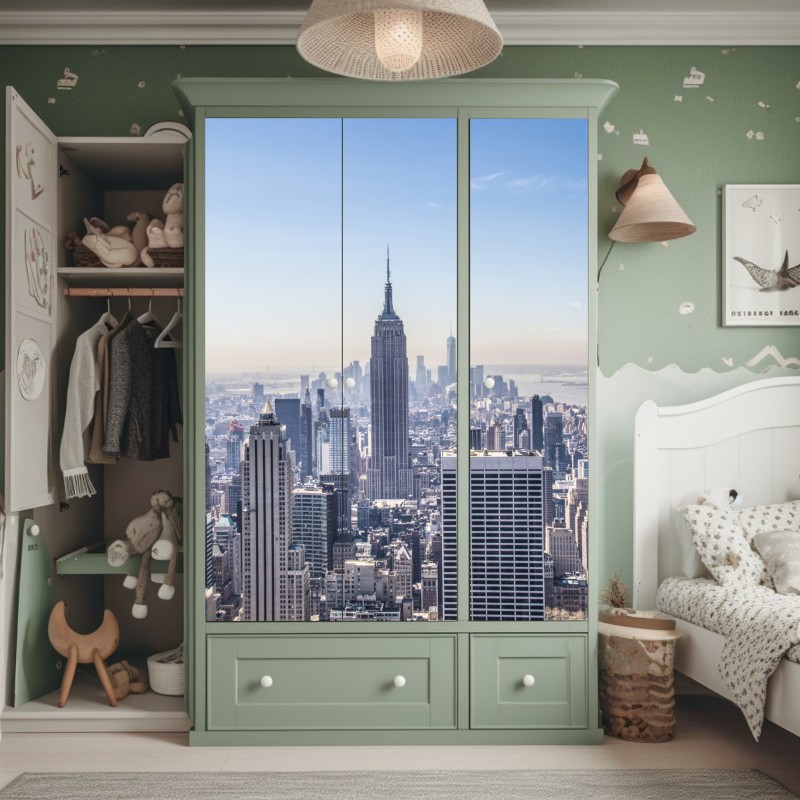 Schrankaufkleber modernes wohngebäude mit balkonen – Wallnifity®