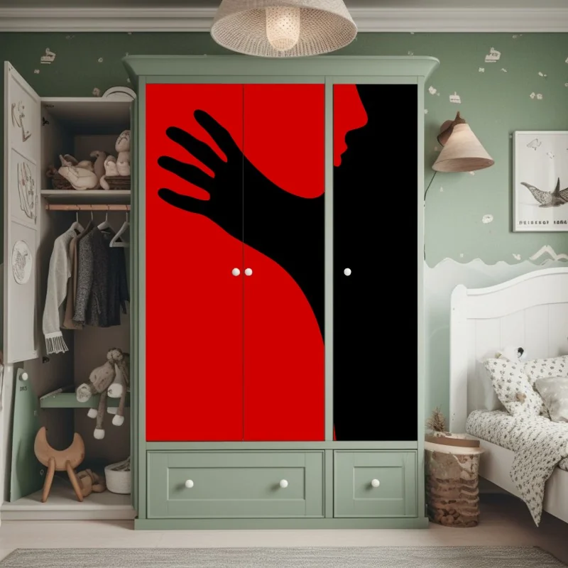 Schrankaufkleber kräftige rot-schwarze silhouette – Wallnifity® Schrankaufkleber kräftige rot-schwarze silhouette – Wallnifity®