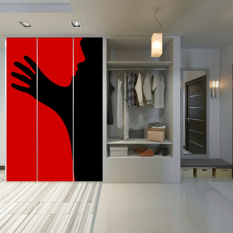 Schrankaufkleber kräftige rot-schwarze silhouette – Wallnifity® Schrankaufkleber kräftige rot-schwarze silhouette – Wallnifity®