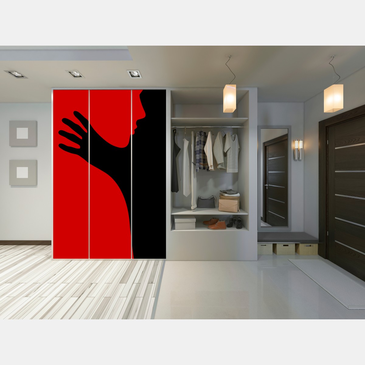 Schrankaufkleber kräftige rot-schwarze silhouette – Wallnifity® Schrankaufkleber kräftige rot-schwarze silhouette – Wallnifity®