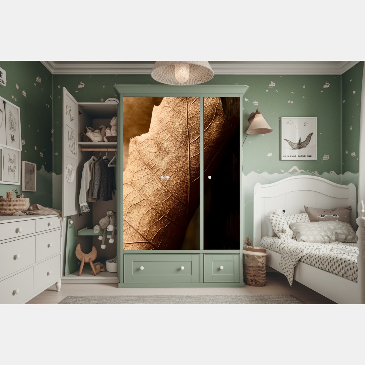 Schrankaufkleber strukturiertes trockenes blatt nahaufnahme – Wallnifity® Schrankaufkleber strukturiertes trockenes blatt nahaufnahme – Wallnifity®