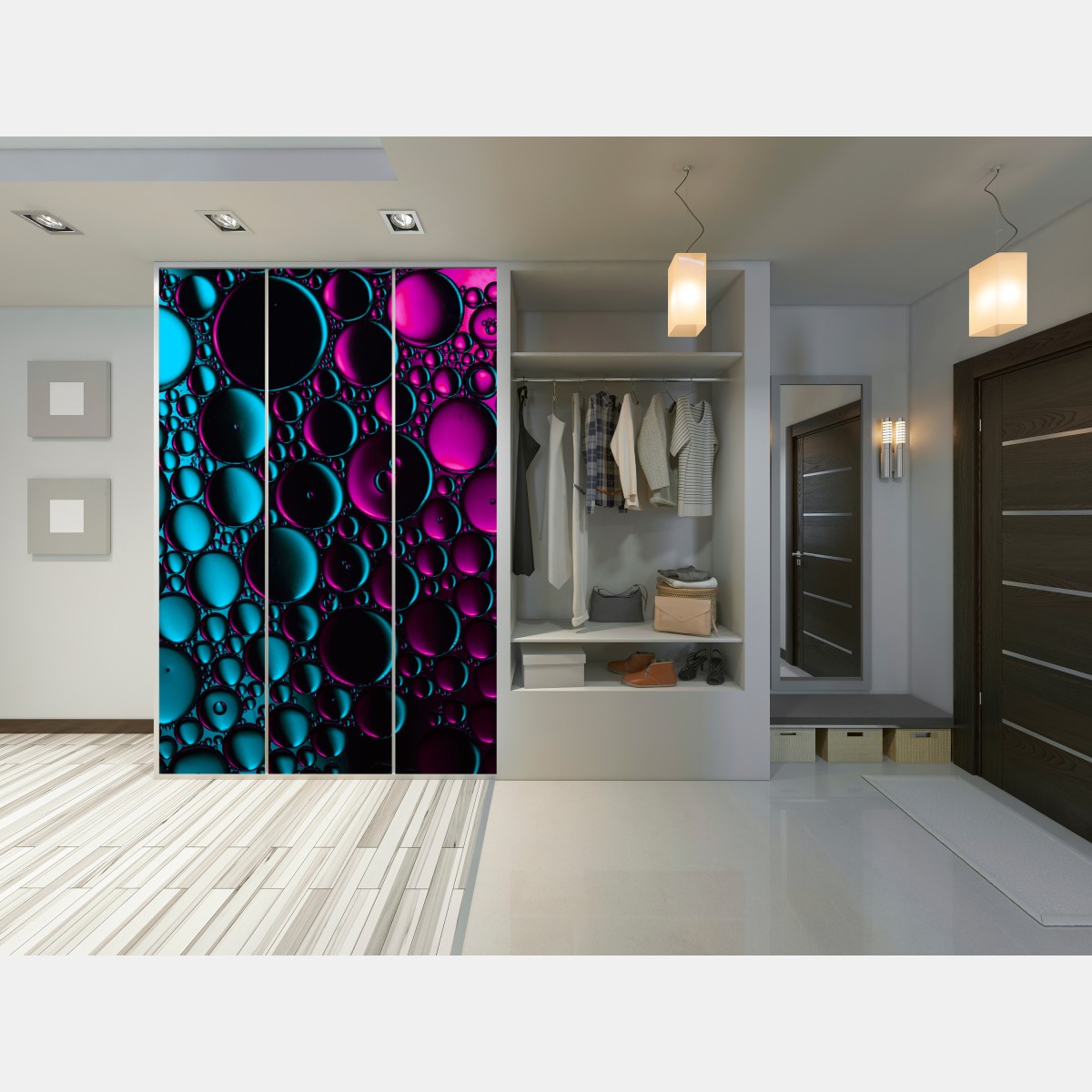 Schrankaufkleber türkis-magenta blasenmuster – Wallnifity® Schrankaufkleber türkis-magenta blasenmuster – Wallnifity®