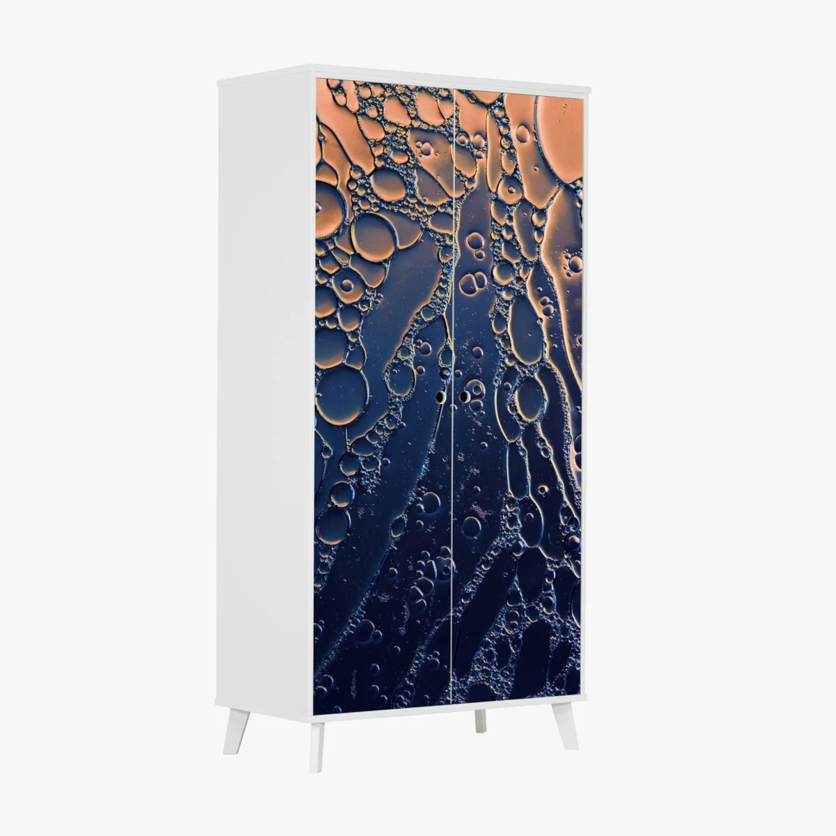 Schrankaufkleber blaue und goldene abstrakte blasen – Wallnifity® Schrankaufkleber blaue und goldene abstrakte blasen – Wallnifity®