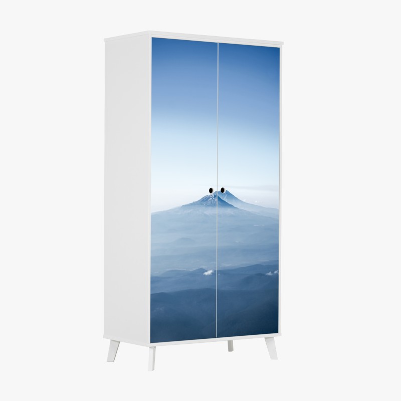 Schrankaufkleber tropischer strand mit blauem sonnenhut – Wallnifity®