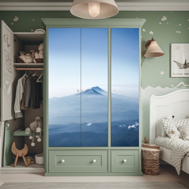 Schrankaufkleber tropischer strand mit blauem sonnenhut – Wallnifity®
