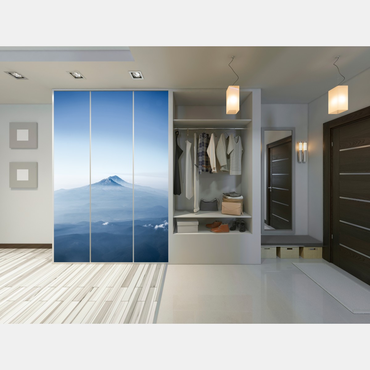 Schrankaufkleber neblige blaue berggipfel – Wallnifity® Schrankaufkleber neblige blaue berggipfel – Wallnifity®