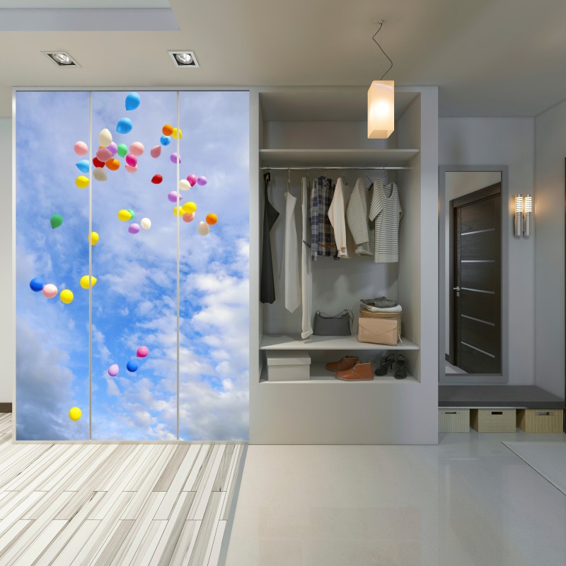 Schrankaufkleber bunte luftballons steigen in den himmel – Wallnifity® Schrankaufkleber bunte luftballons steigen in den himmel – Wallnifity®